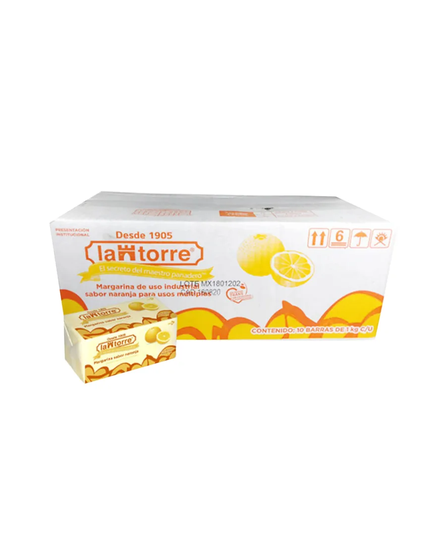 Margarina sabor Naranja La Torre Caja de 10 piezas de 1 Kg cada una – De venta en Zafra Coyoacán