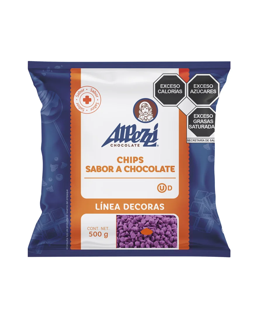 Chips violetas sabor chocolate Alpezzi de 500 g  De venta en Zafra Coyoacán