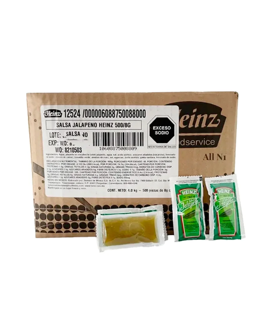 Chiles jalapeños Heinz con 500 sobres de 8 g – De venta en Zafra Coyoacán