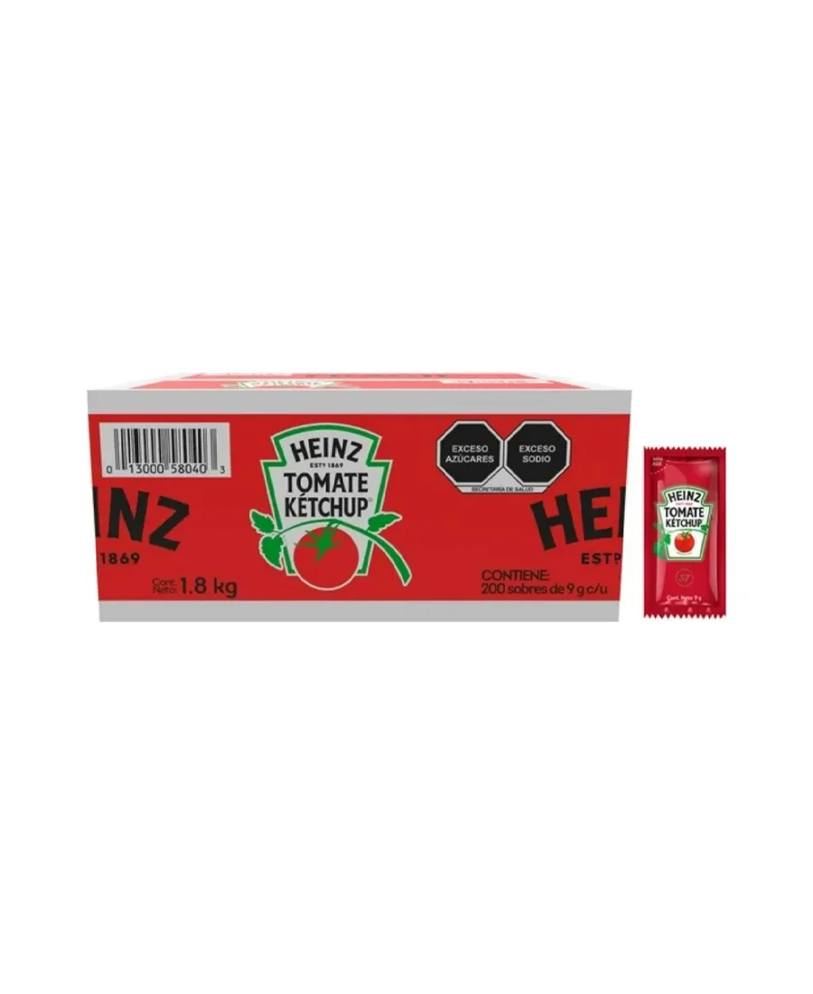 Ketchup Heinz Caja de 200 sobres de 9 g – De venta en Zafra Coyoacán