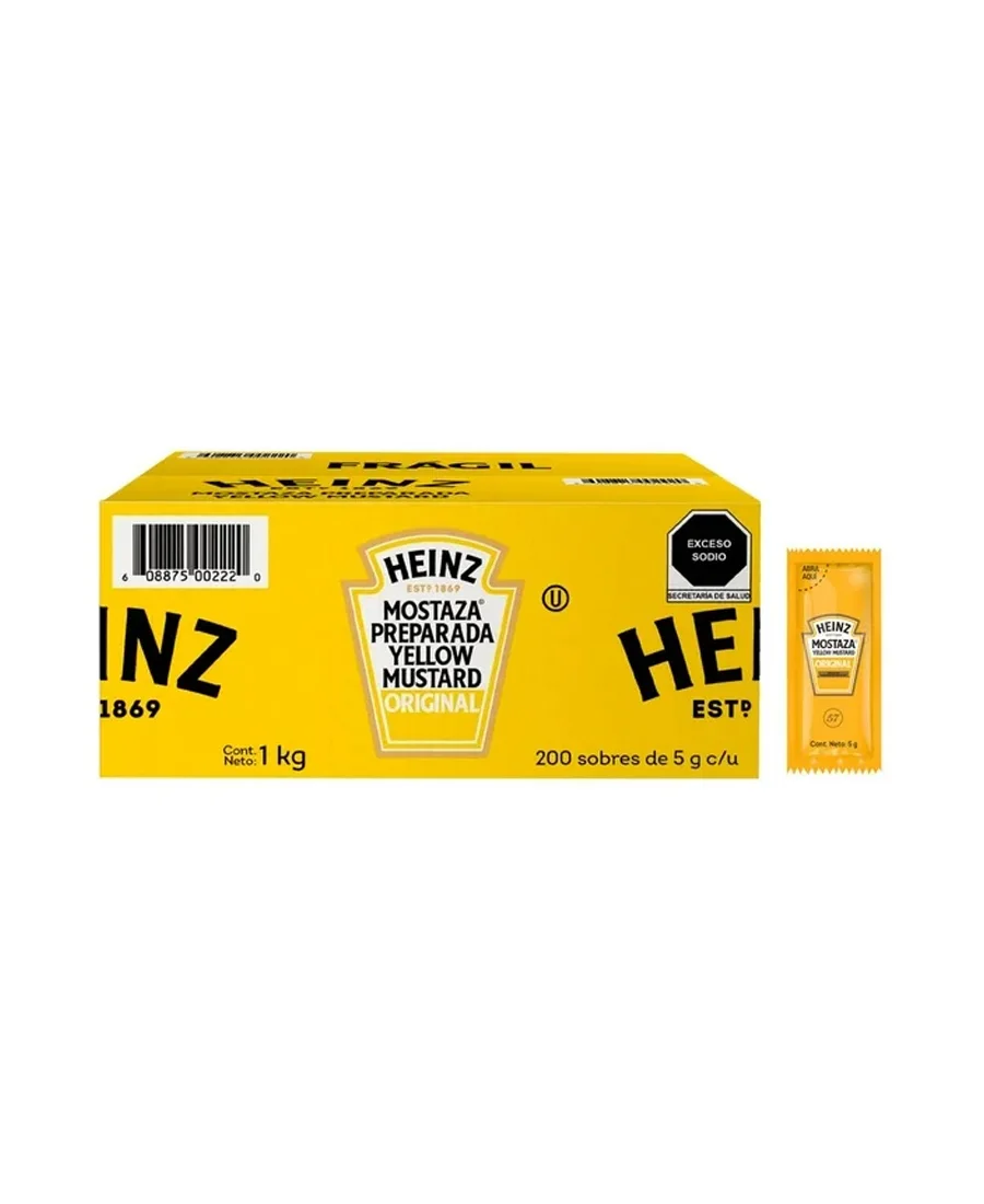 Mostaza Heinz Caja de 200 sobres de 5 g – De venta en Zafra Coyoacán