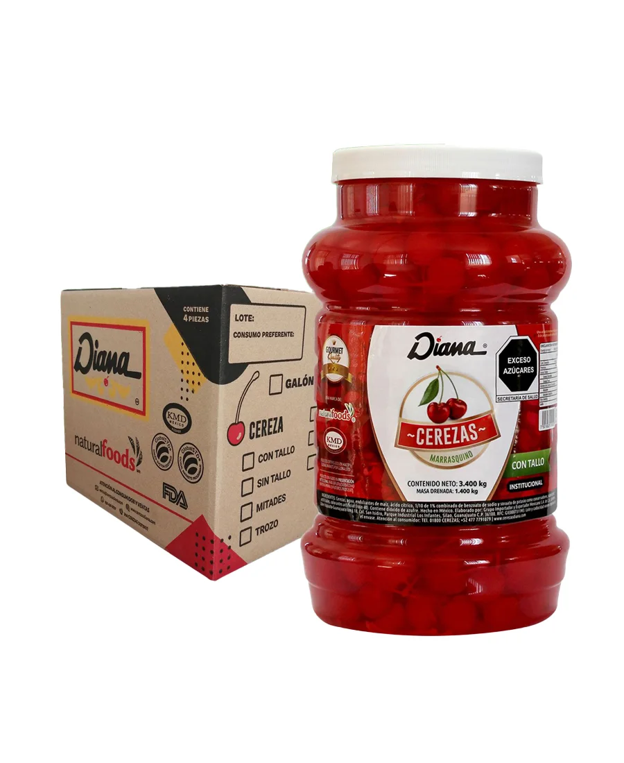 Cerezas con tallo Diana Roja Caja de 4 piezas de 3.5 Kg – De venta en Zafra Coyoacán
