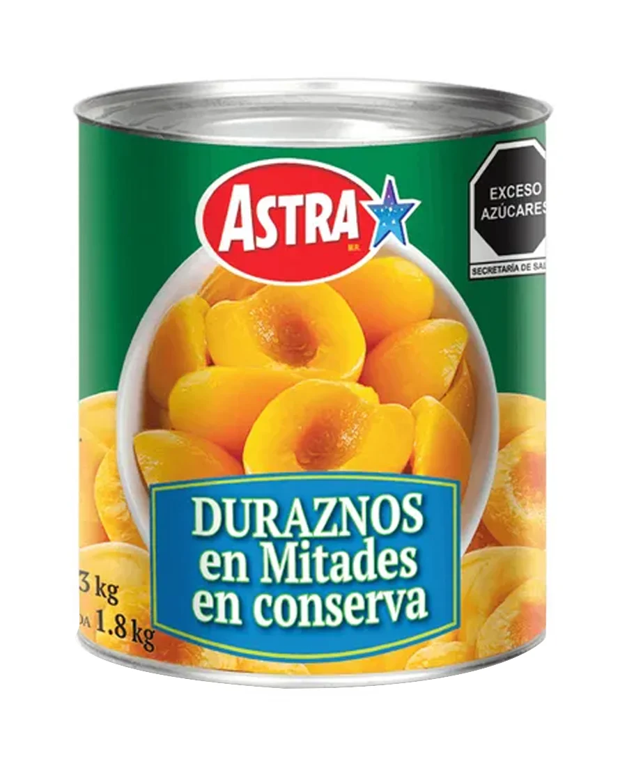 Durazno en mitades en conserva lata Astra de 3 Kg – De venta en Zafra Coyoacán