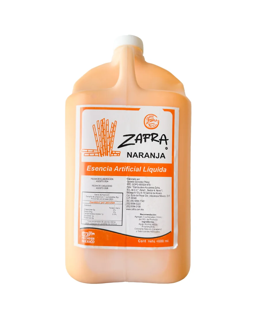 Esencia Artificial Líquida sabor Naranja Zafra de 4 L – De venta en Zafra Coyoacán