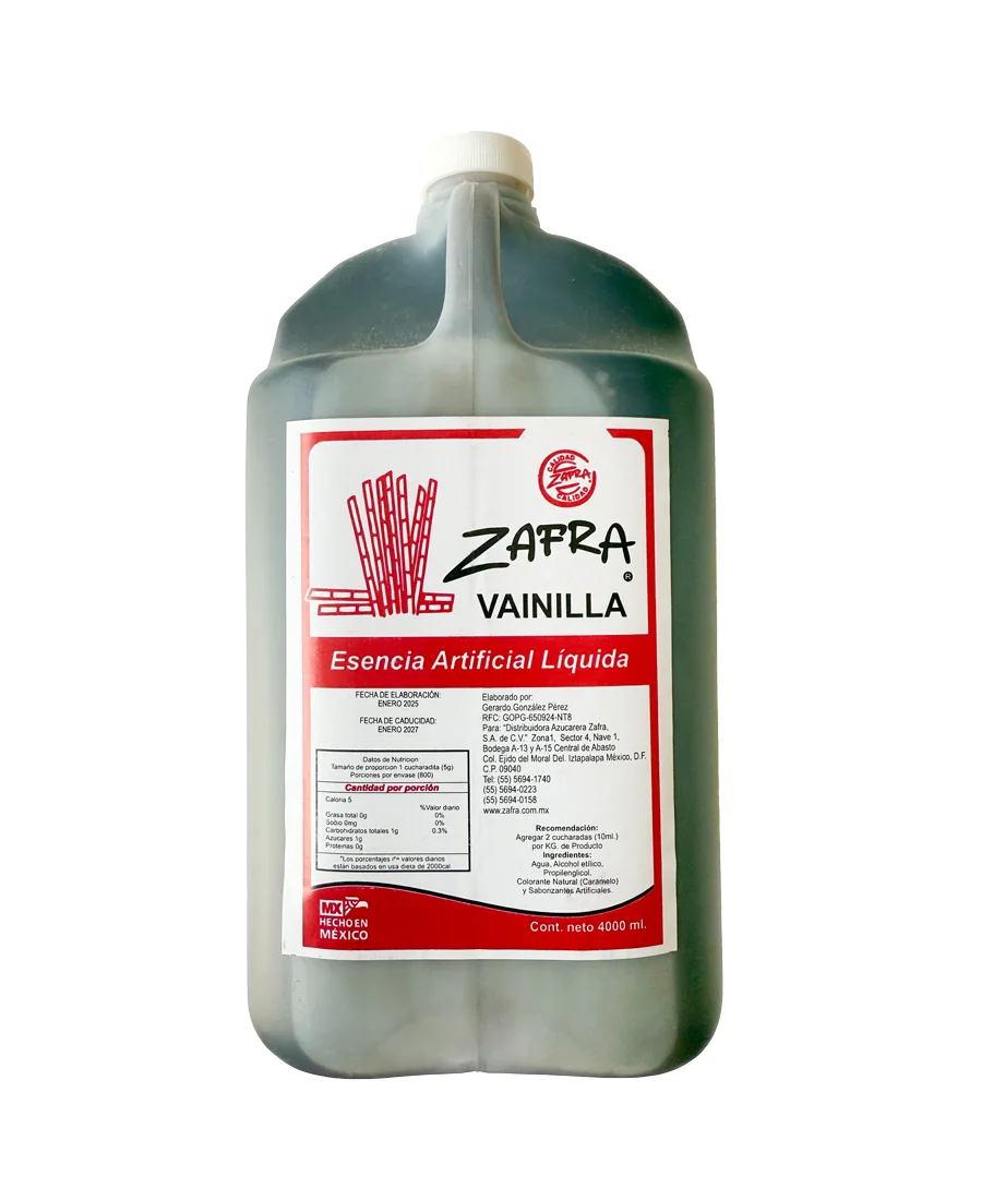 Esencia Artificial Líquida sabor Vainilla Zafra de 4 L – De venta en Zafra Coyoacán