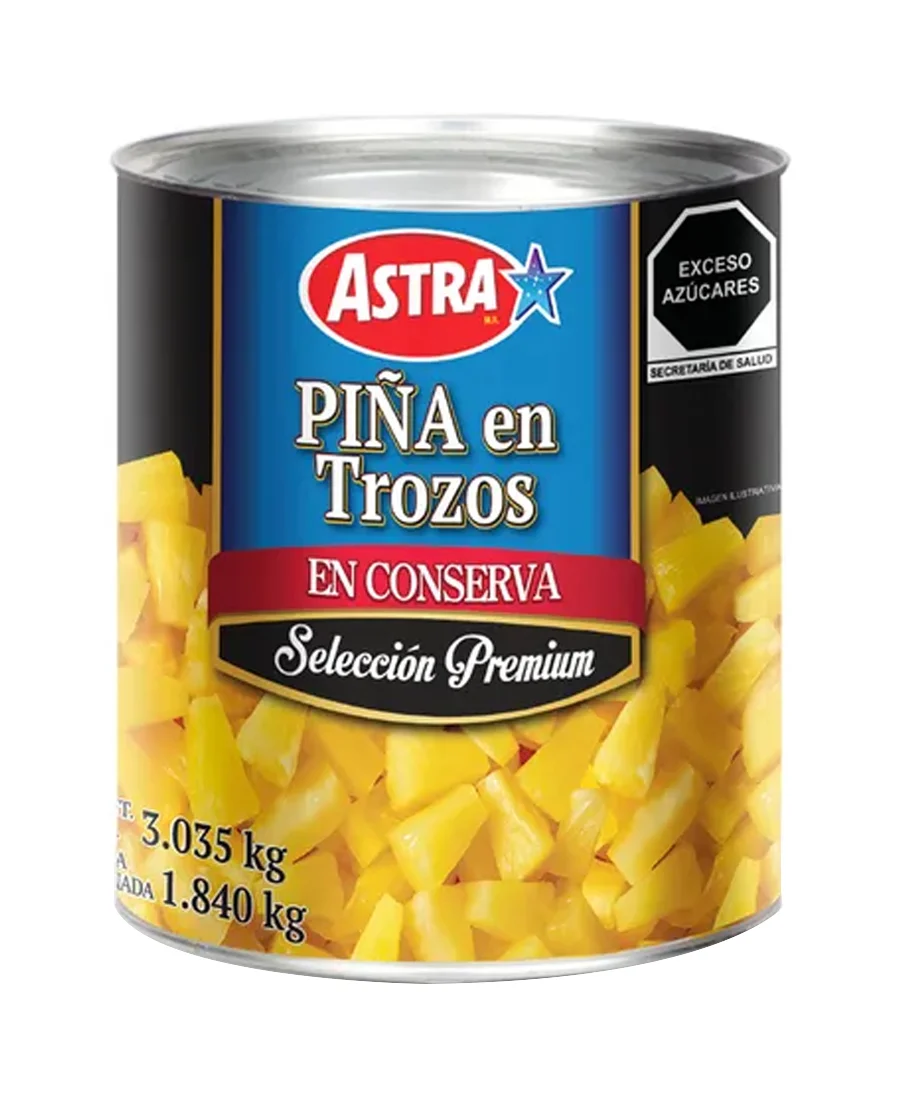 Piña en trozos en conserva lata Astra de 3.035 Kg – De venta en Zafra Coyoacán