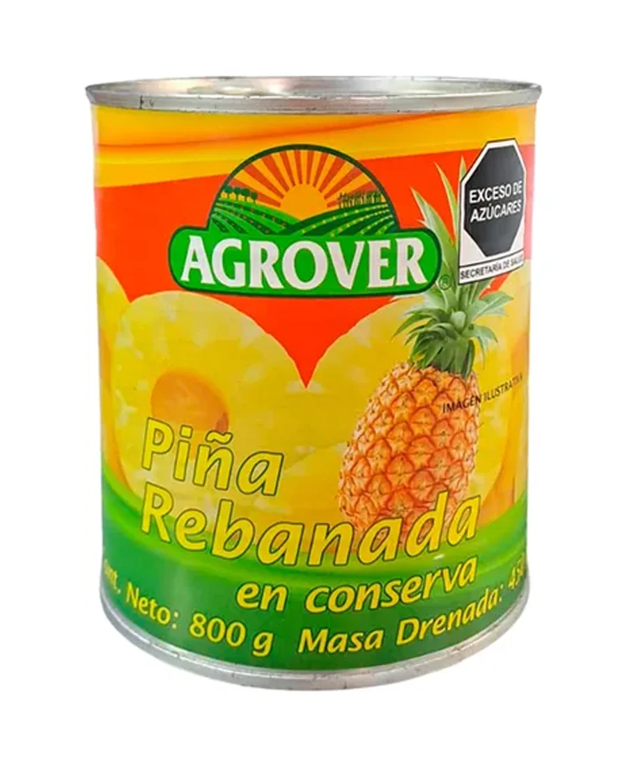 Piña en rebanadas Agrover de 800 g – De venta en Zafra Coyoacán